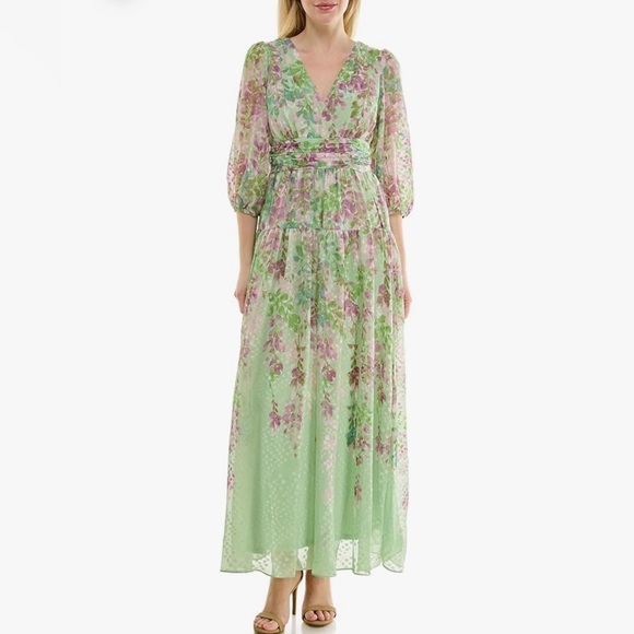 maison tara green dress Amazon.com: Maison Tara Women's Tropical Long Sleeve V-Neck Knot Front Empire Waist Maxi Dress, Turq/Green : Clothing, Shoes & Jewelry